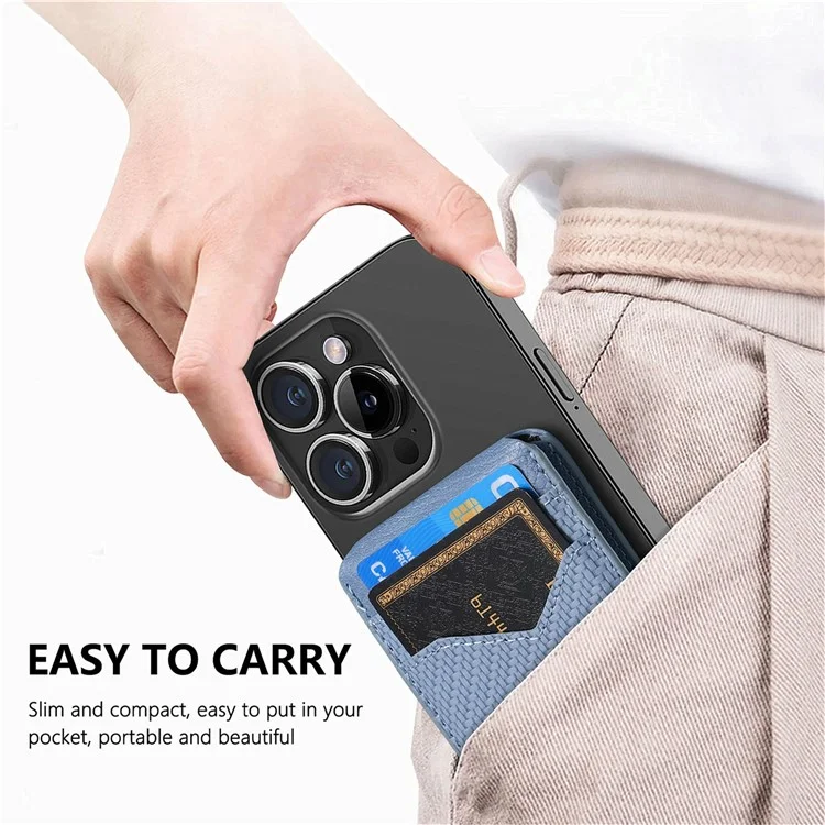 Porta Della Scheda Magnetica Compatibile Con Slot Per Schede in Pelle in Fibra di Carbonio Magsafe - Blu