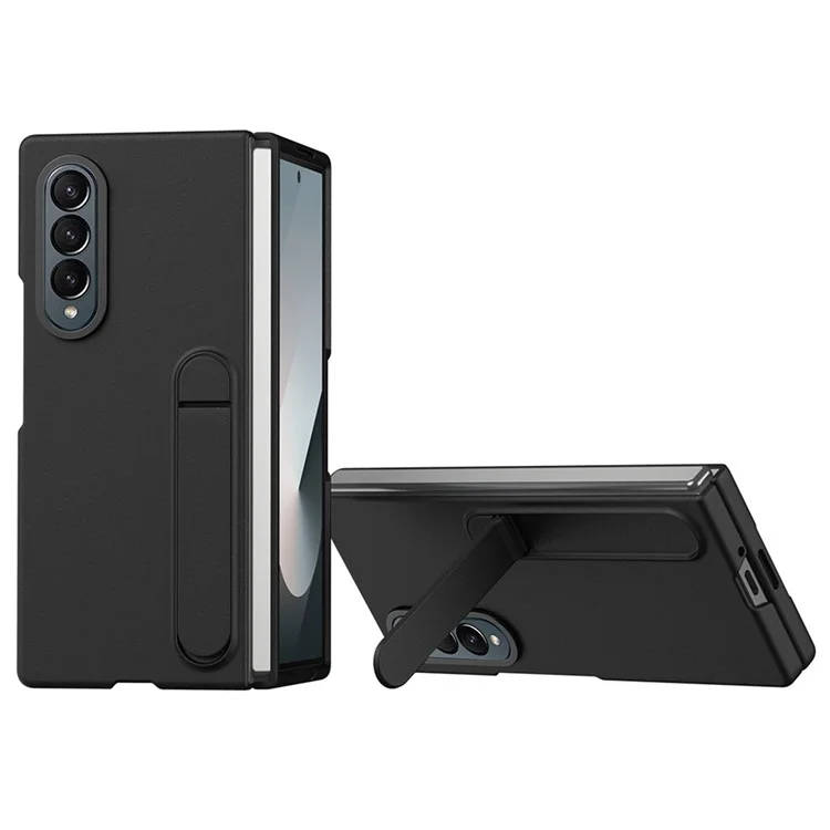 Para Samsung Galaxy Z Fold3 5G Case Kickstand PC Cover Con Anillo de Lentes de Aleación - Negro