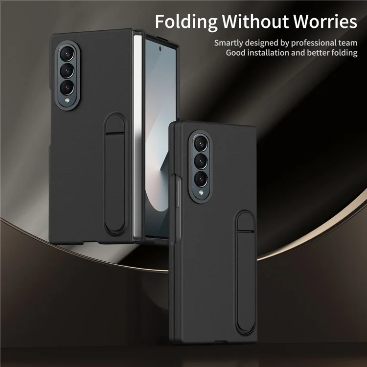 Для Samsung Galaxy Z Fold4 5G Case Kickstend PC PC Phph - Черный