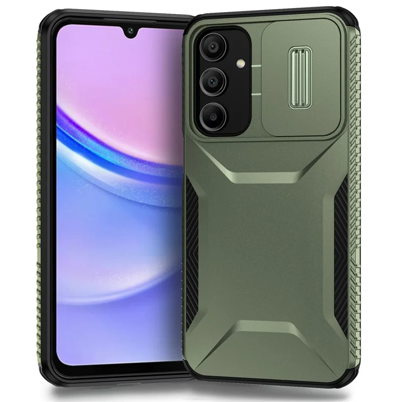 For Samsung Galaxy A16 5G / A16 4G Case Camshield TPU+PC Phone Cover Non-Slip Side Edge - Green