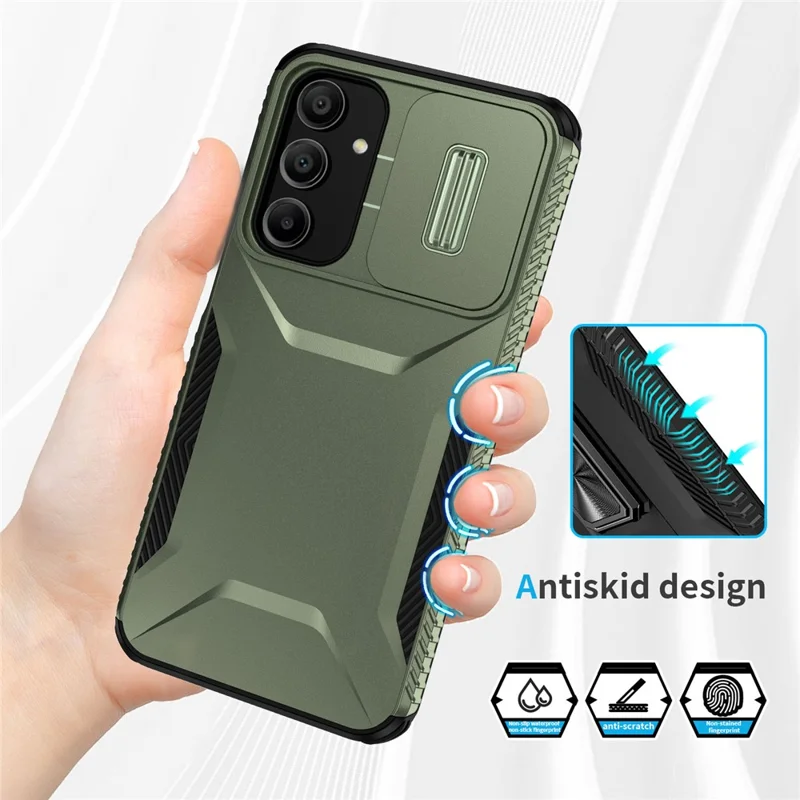 For Samsung Galaxy A16 5G / A16 4G Case Camshield TPU+PC Phone Cover Non-Slip Side Edge - Green