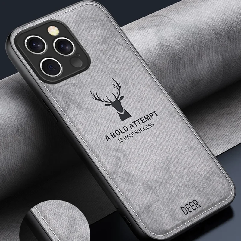 Per Iphone 16 Pro Case Deer Tect Texture Texture PU Coperchio Telefono Hybrid - Blu