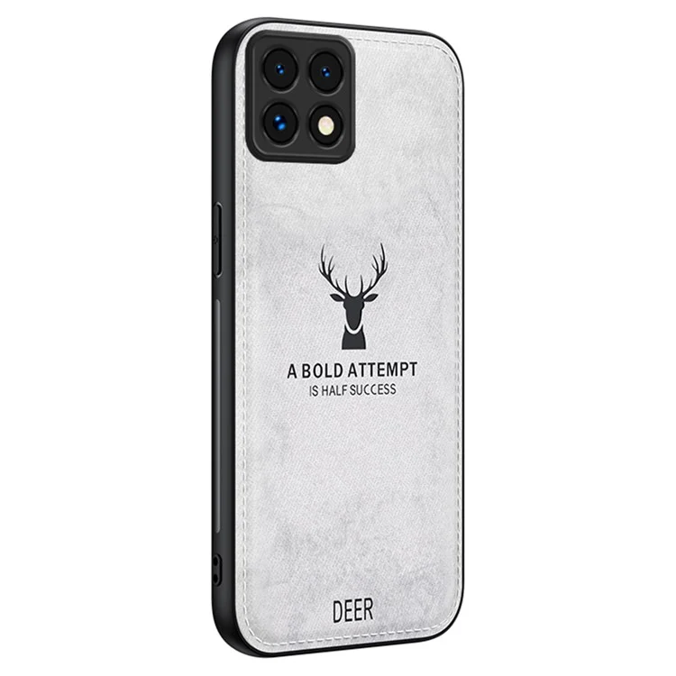Para Xiaomi 14t Pro Case Patrón de Ciervos Textura de Tela PU Cuero de Cuero Portada - Gris
