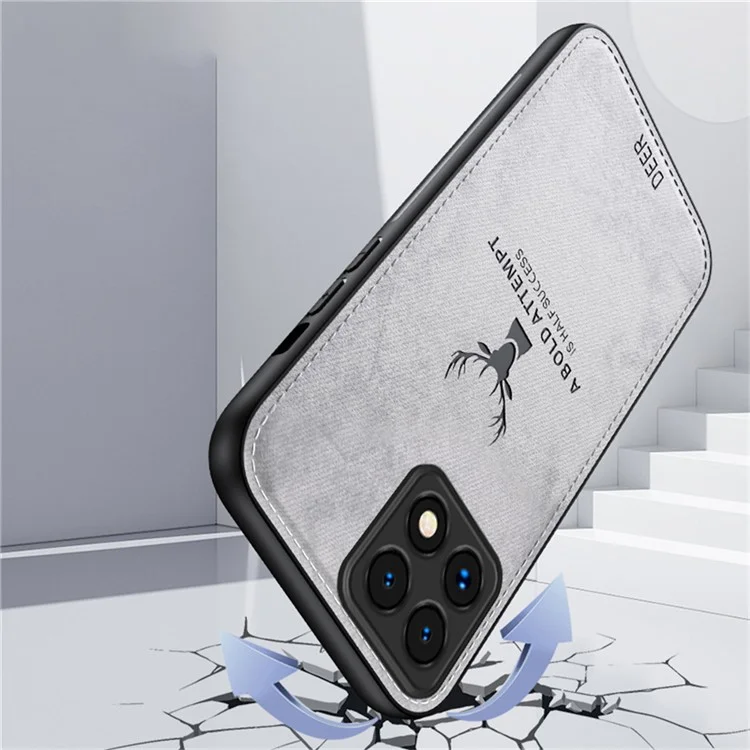 Para Xiaomi 14t Pro Case Patrón de Ciervos Textura de Tela PU Cuero de Cuero Portada - Gris