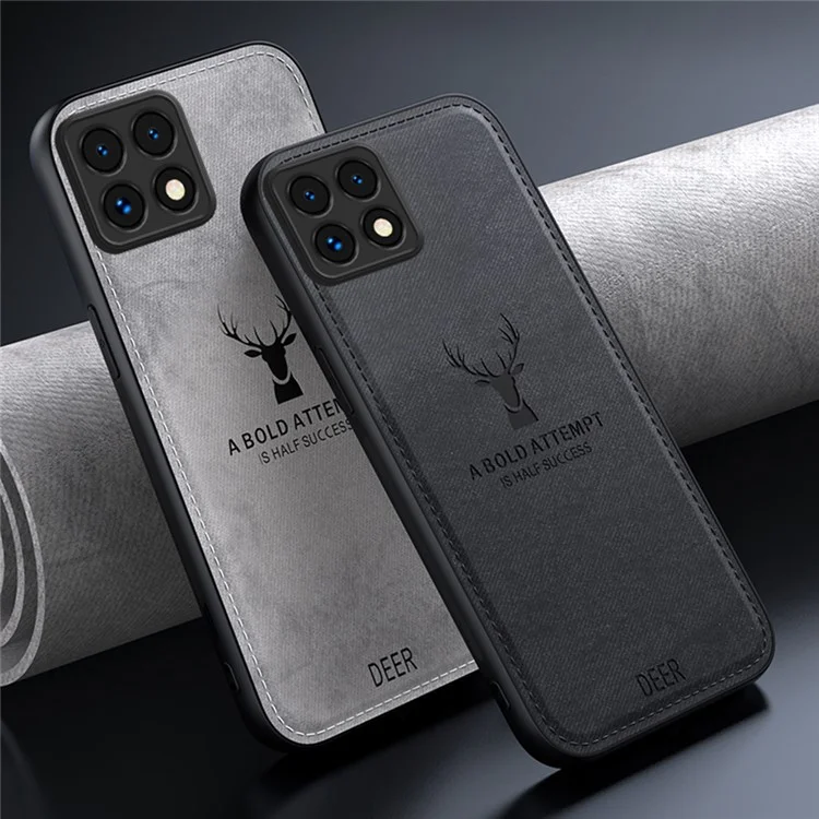 Para Xiaomi 14t Pro Case Patrón de Ciervos Textura de Tela PU Cuero de Cuero Portada - Gris