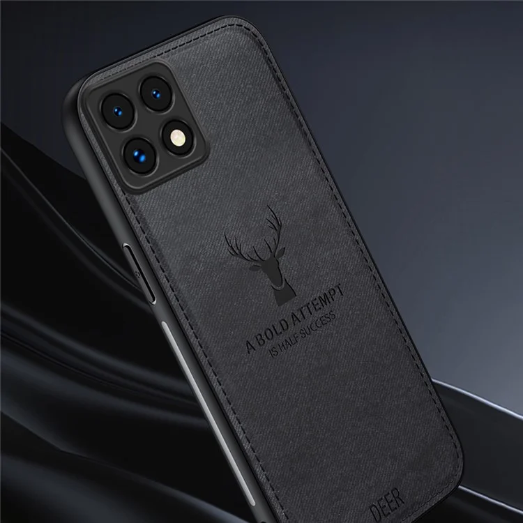 Para Xiaomi 14t Pro Case Patrón de Ciervos Textura de Tela PU Cuero de Cuero Portada - Gris