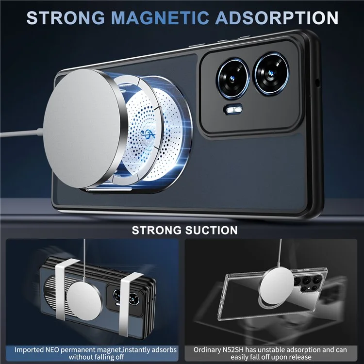 Para Motorola Edge 50 Fusion 5g Caso Magnético Dissipação de Calor Aromaterapia Kickstand Silicone+PC Tone - Preto