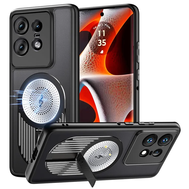 Para Motorola Edge 50 Pro 5G Case Magnética Disipación de Calor de Calor - Negro