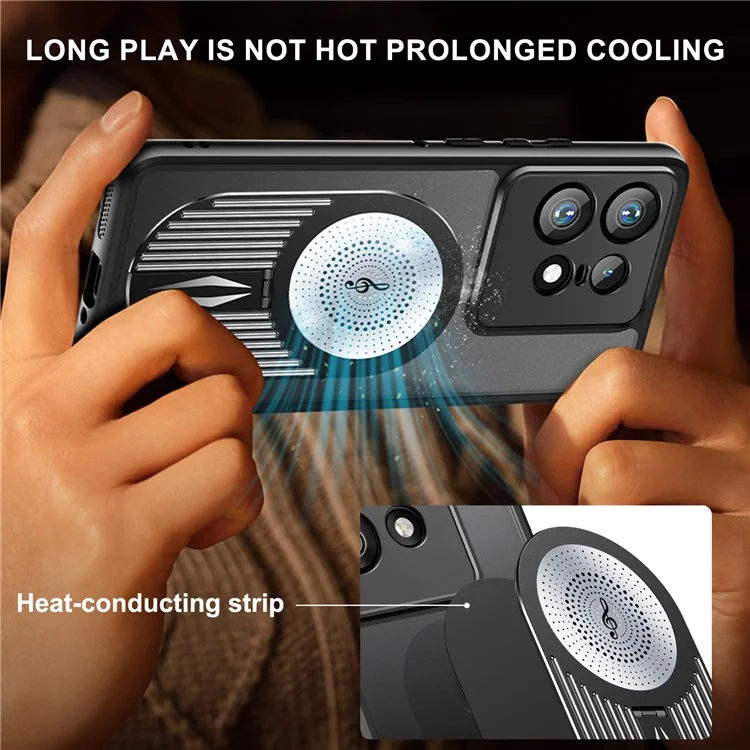 Para Motorola Edge 50 Pro 5G Case Magnética Disipación de Calor de Calor - Negro