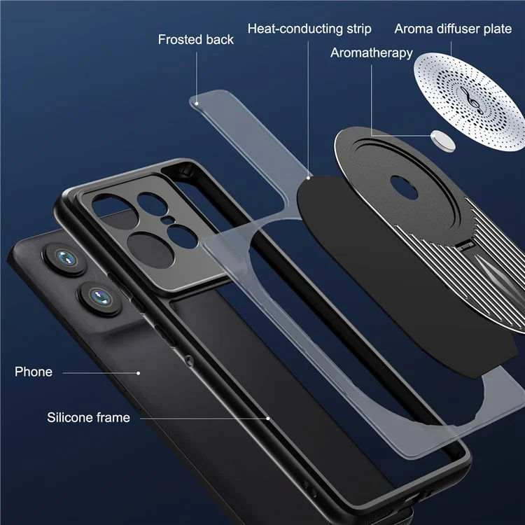 Para Motorola Edge 50 Pro 5G Case Magnética Disipación de Calor de Calor - Negro