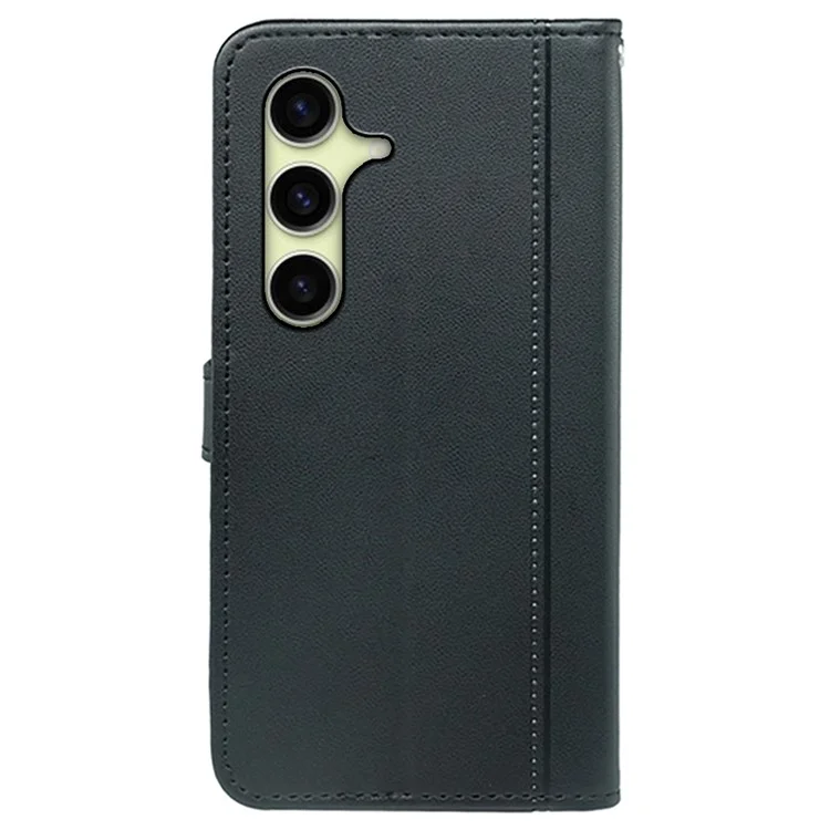 Для Samsung Galaxy S25 Case Case Case Magnetic Snap Кожаный Телефон с Ремешком - Черный