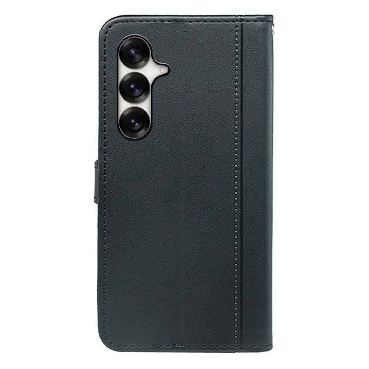 Für Samsung Galaxy S25+ Wallet Case Magnetic Snap Leder Telefonabdeckung Mit Riemen - Schwarz