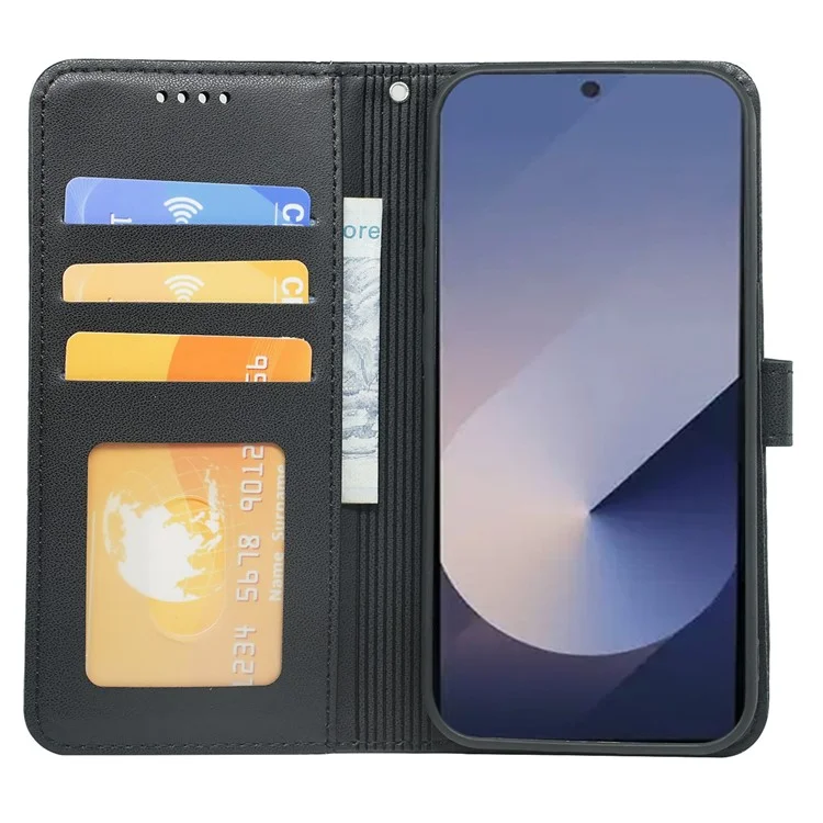 Para Samsung Galaxy S25 Ultra Wallet Case Magnetic Snap Telephip Cover With Strap - Negro