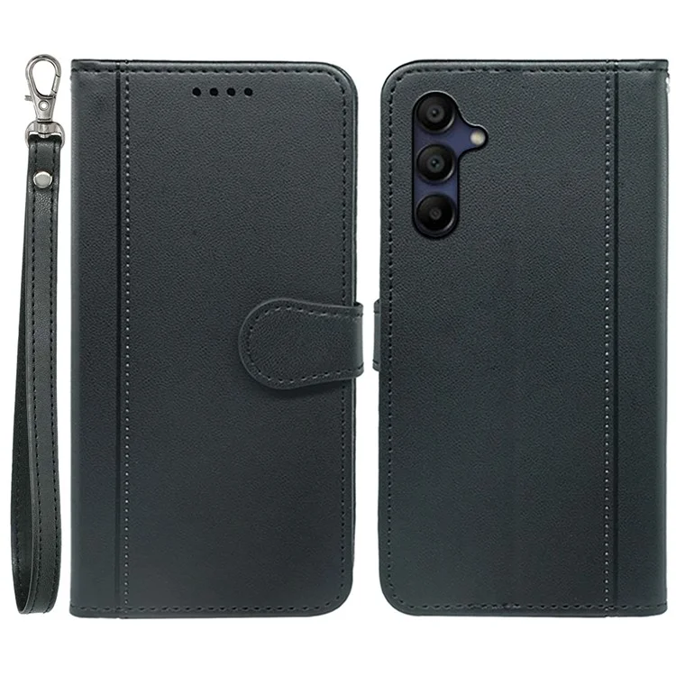 Per Samsung Galaxy A16 5G Wallet Case di Pelle a Scatto Magnetico Con Cinturino - Nero