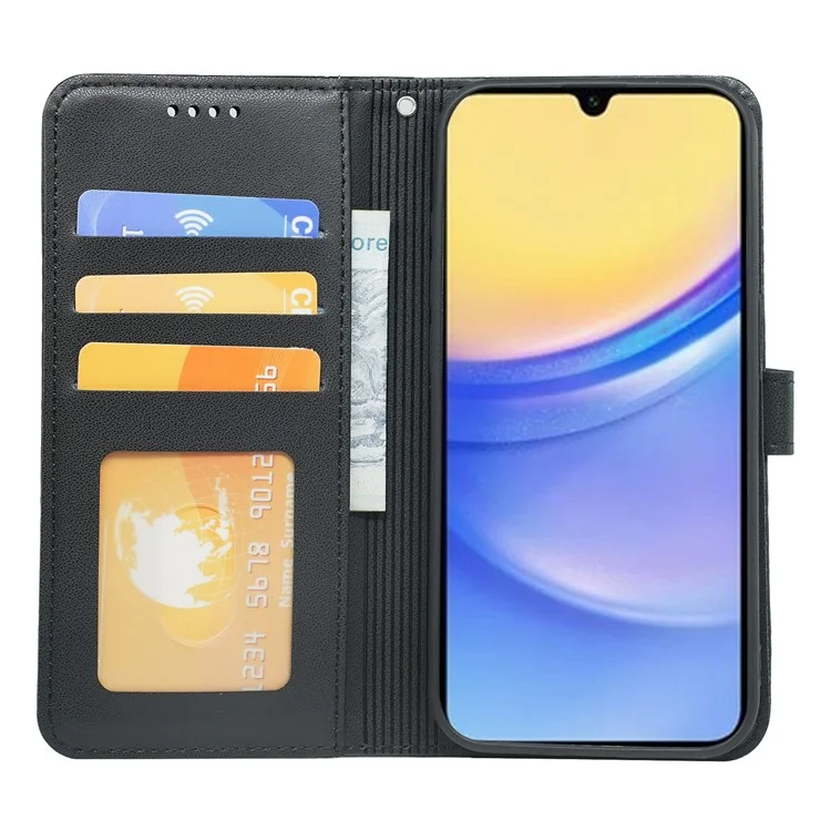 Per Samsung Galaxy A16 5G Wallet Case di Pelle a Scatto Magnetico Con Cinturino - Nero