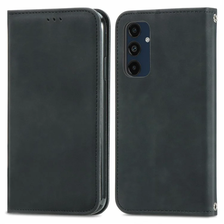 Para Samsung Galaxy A16 5G Case Skin Touch Feeling Leather Carteira Tampa - Preto
