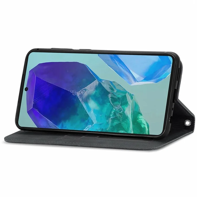 Para Samsung Galaxy A16 5G Case Skin Touch Feeling Leather Carteira Tampa - Preto