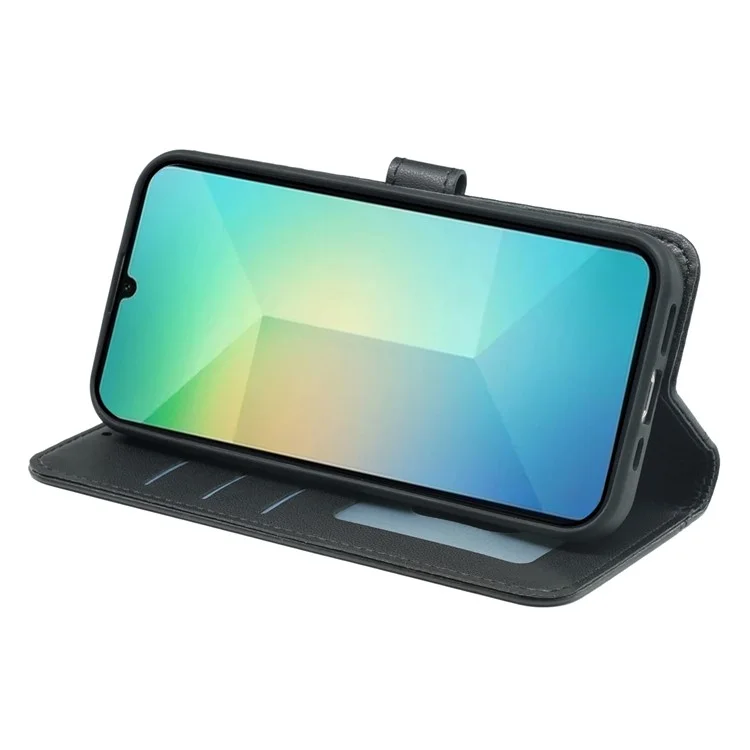 Для Samsung Galaxy A06 Case Case Magnetic Snap Leather Phone Cope с Ремешком - Черный