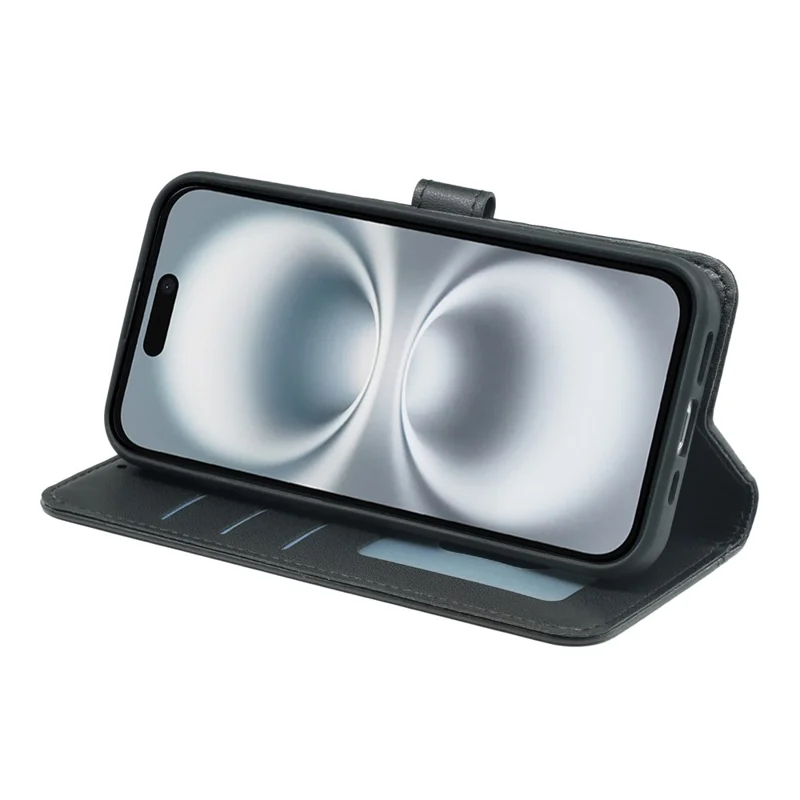Per Iphone 16 Plus Whatet Case Magnetic Snap in Pelle Con Cinturino - Nero