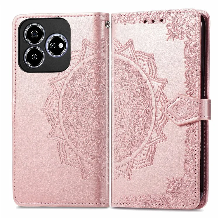 For ZTE Axon 60 / Blade V60 Wallet Case Mandala Flower Leather Phone Cover Stand View - Rose Gold