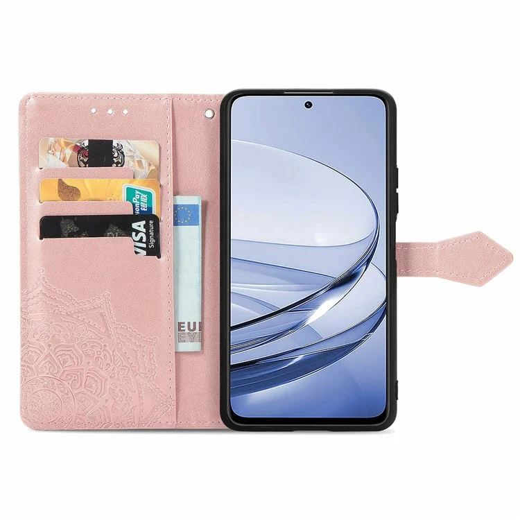 For ZTE Axon 60 / Blade V60 Wallet Case Mandala Flower Leather Phone Cover Stand View - Rose Gold