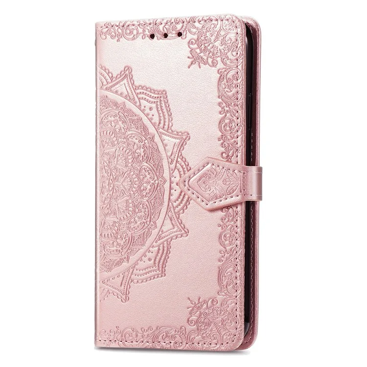 For ZTE Axon 60 / Blade V60 Wallet Case Mandala Flower Leather Phone Cover Stand View - Rose Gold