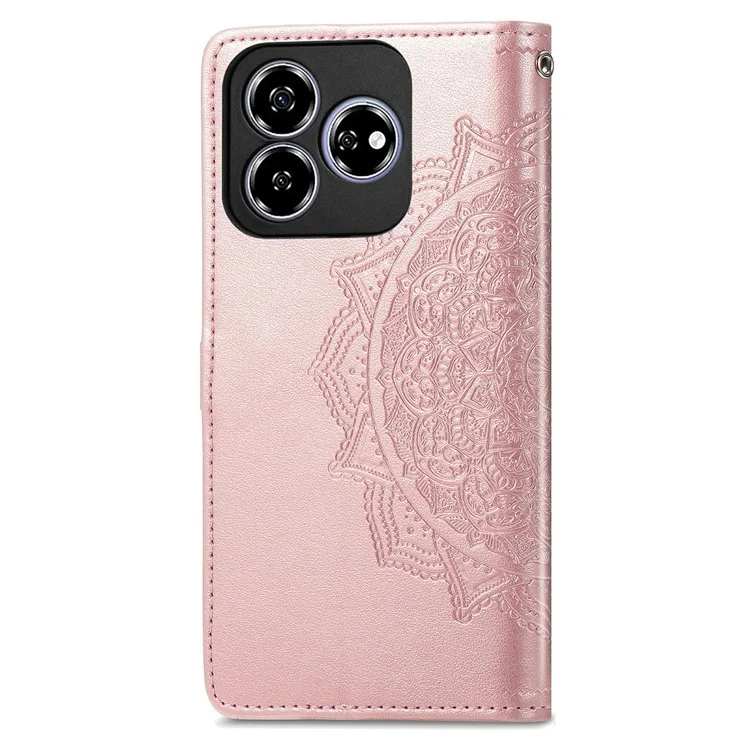 For ZTE Axon 60 / Blade V60 Wallet Case Mandala Flower Leather Phone Cover Stand View - Rose Gold