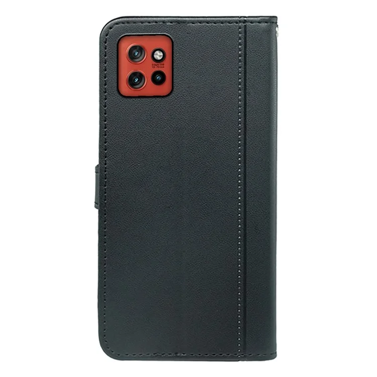 Для Motorola Edge 50 Neo 5G Case Case Case Magnetic Snap Кожаный Телефон с Ремешком - Черный