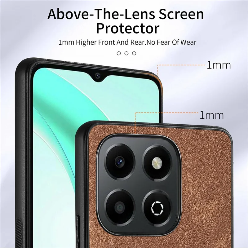 For Honor X6b 4G Case Kickstand Leather+TPU Non-Slip Protective Cover Card Slots - Brown