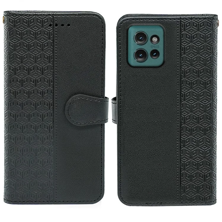 Per Motorola Edge 50 5G Wallet Telefono Tecny Impronta Flip Cover Flip - Nero