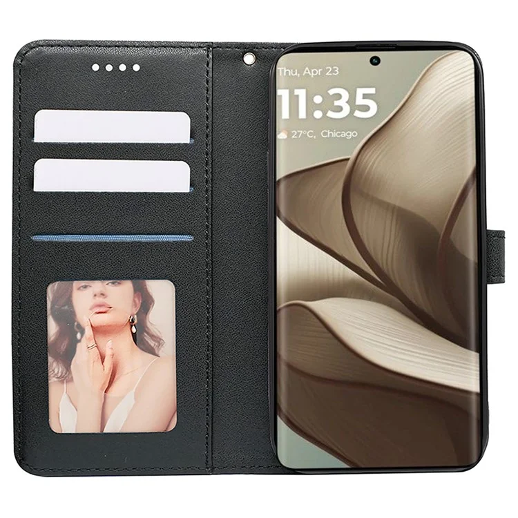 Per Motorola Edge 50 5G Wallet Telefono Tecny Impronta Flip Cover Flip - Nero