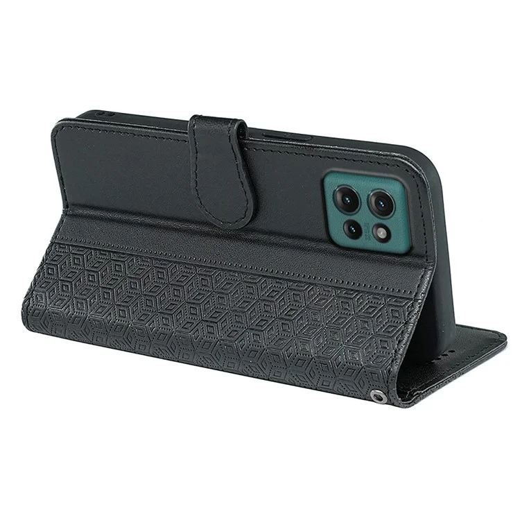 Per Motorola Edge 50 5G Wallet Telefono Tecny Impronta Flip Cover Flip - Nero