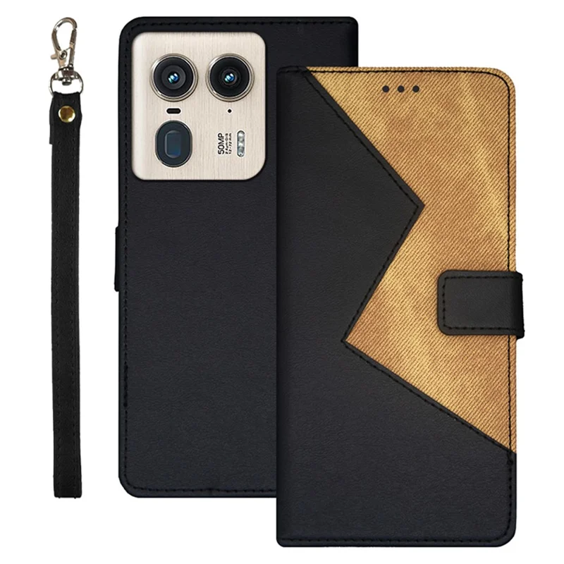 IDEWEI Para Motorola Edge 50 Ultra 5G Case Ranuras Supulando la Cubierta Del Teléfono de Cuero en Color - Negro