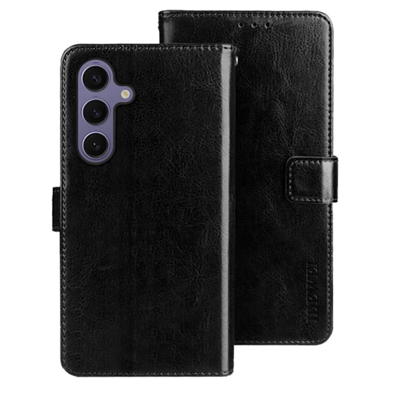 Idewei Pour Samsung Galaxy S25 Stand Case Crazy Horse Texture Téléphone Téléphone - Noir
