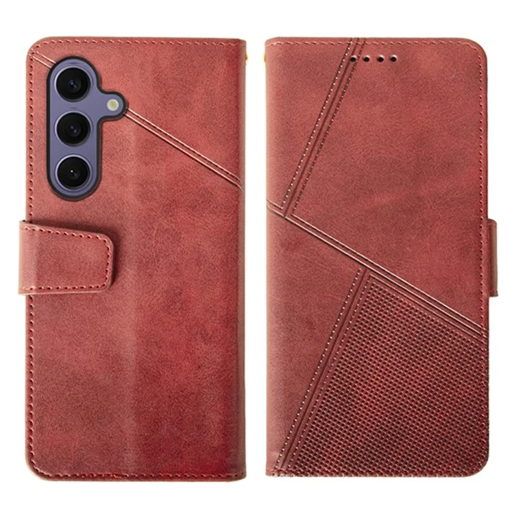Idewei Para Samsung Galaxy S25+ Caixa Capinha de Couro Tampa da Tampa da Panturrilha Textura da Panturrilha - Vermelho