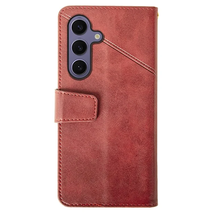 Idewei Para Samsung Galaxy S25+ Caixa Capinha de Couro Tampa da Tampa da Panturrilha Textura da Panturrilha - Vermelho