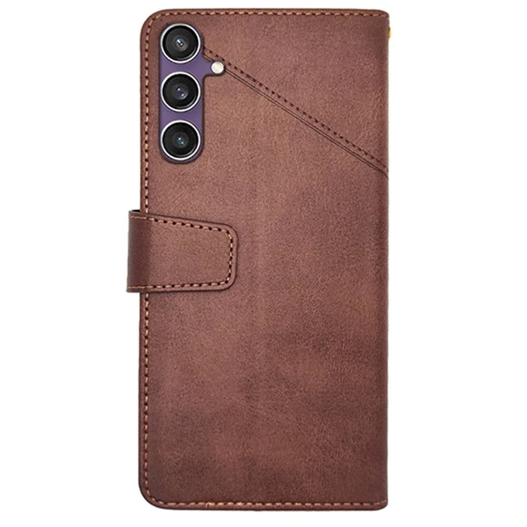 Idewei Para Samsung Galaxy S24 FE Casa Catura Tape de Capela Tape Textura de Palf - Café