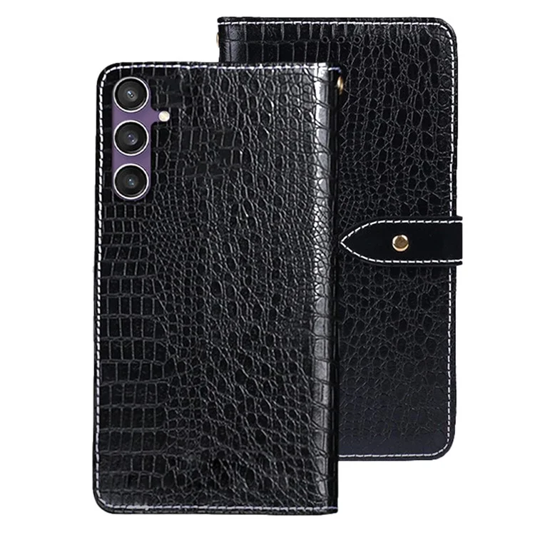 Idewei Pour Samsung Galaxy S24 fe fe Crocodile Texture PU Leather Flip Phone Cover - Noir