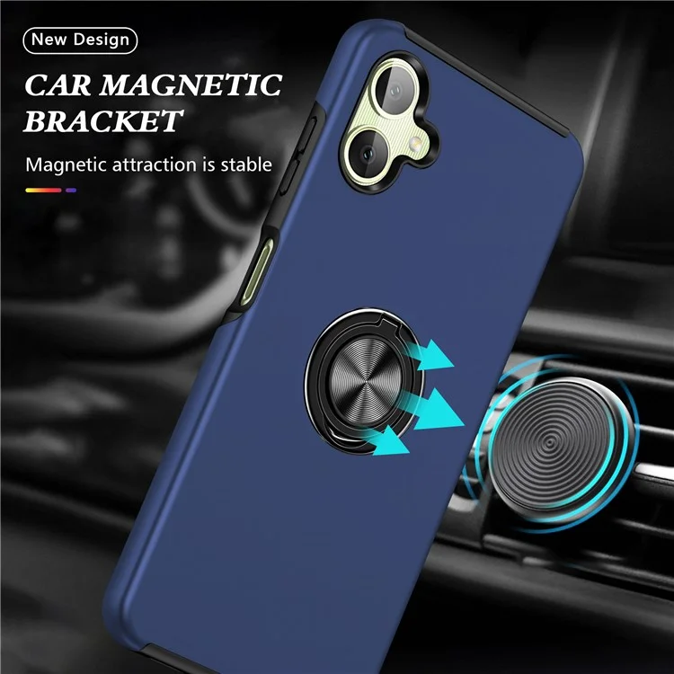 Per Samsung Galaxy A06 Case PC+TPU Phone Cover con Anello Rotante Holder - Blu