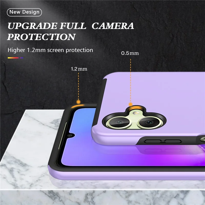 For Samsung Galaxy A06 4G Case PC+TPU Phone Cover with Rotatable Ring Holder - Purple