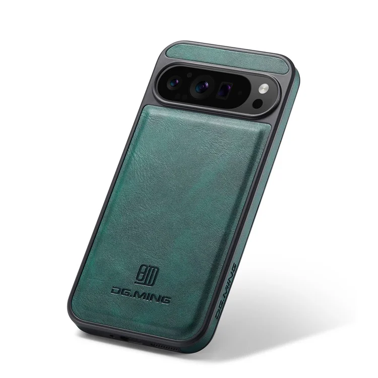 Dg. Ming Pour Google Pixel 9 Pro XL Case Anti-Drop Leather Revêtement pc + Tpu Téléphone Retour - Vert