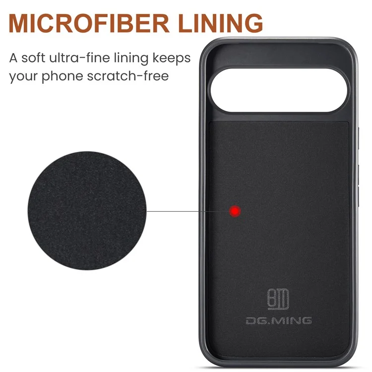 DG.MING M5 Series For Google Pixel 9 Pro  /  Pixel 9 Case Detachable Magnetic Leather Phone Cover with Card Slots - Black