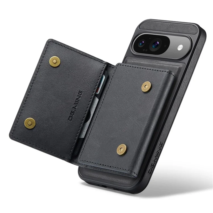 DG.MING M5 Series For Google Pixel 9 Pro  /  Pixel 9 Case Detachable Magnetic Leather Phone Cover with Card Slots - Black
