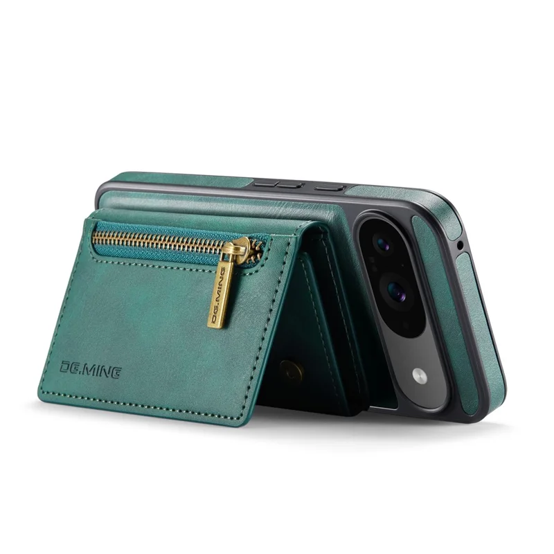 DG.MING M5 Series For Google Pixel 9 Pro  /  Pixel 9 Case Detachable Magnetic Leather Phone Cover with Card Slots - Green
