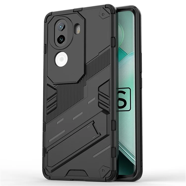 Для Vivo Iqoo Z9s 5G Case PC+TPU Shockper Phone Cope с Kickstand - Черный