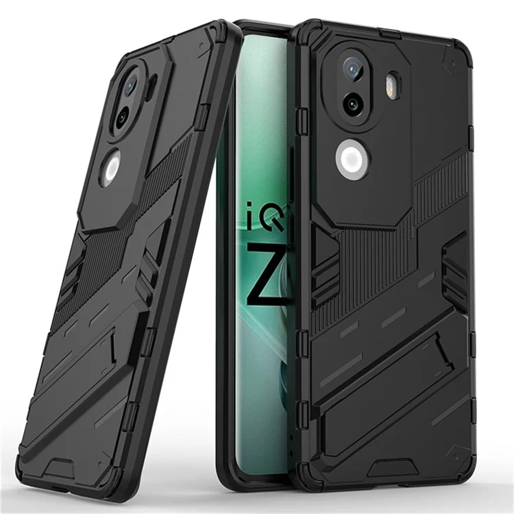 Для Vivo Iqoo Z9s 5G Case PC+TPU Shockper Phone Cope с Kickstand - Черный