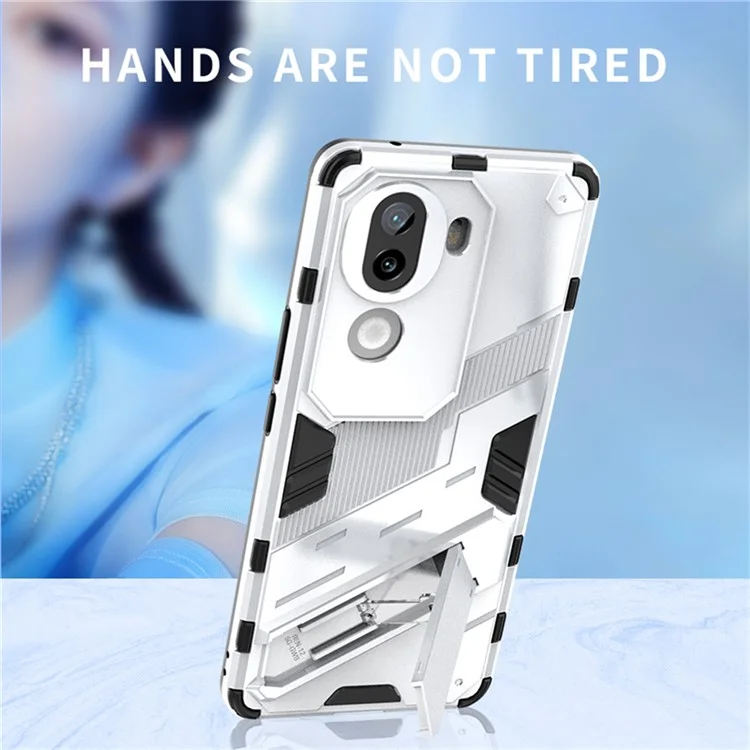 Для Vivo Iqoo Z9s 5G Case PC+TPU Shockper Phone Cope с Kickstand - Черный