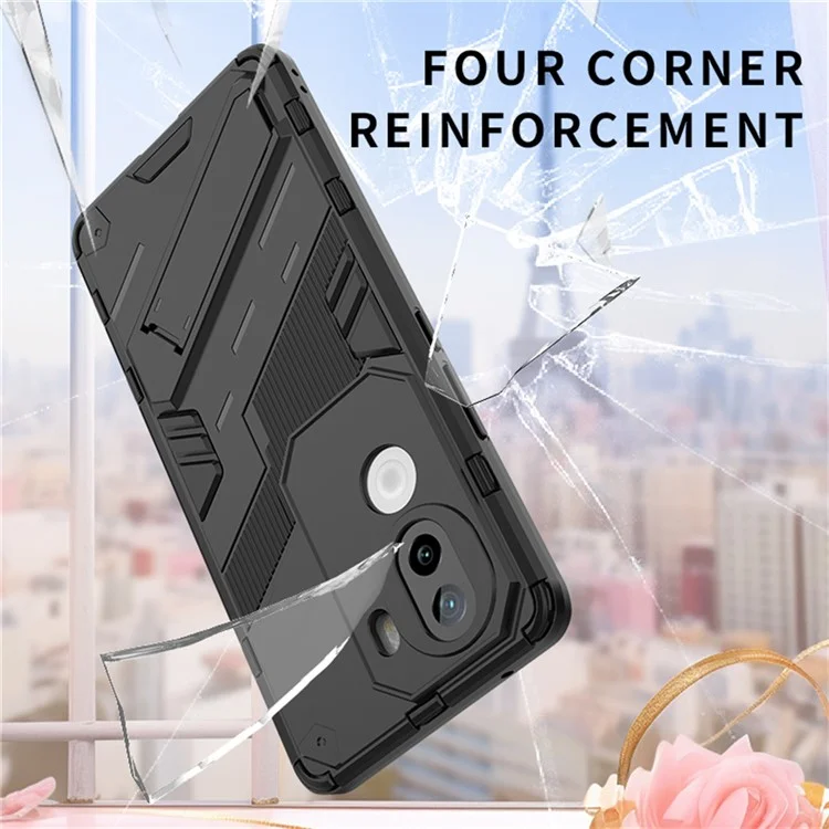 Для Vivo Iqoo Z9s 5G Case PC+TPU Shockper Phone Cope с Kickstand - Черный