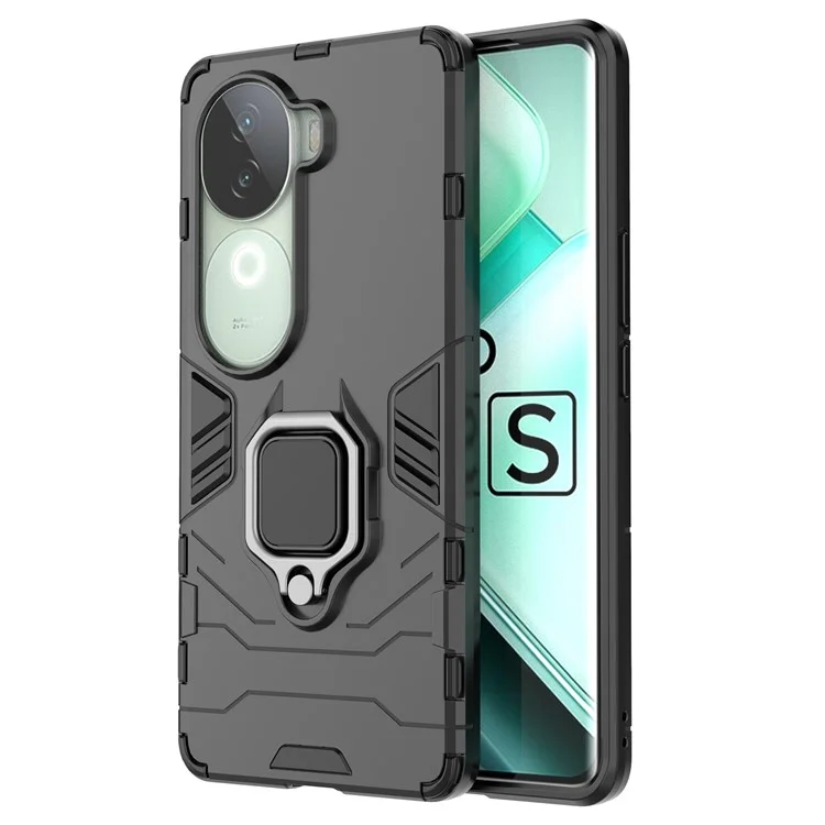 Для Vivo Iqoo Z9s 5G Case PC+TPU Protective Phone Cope с Кольцевой Подставкой - Черный