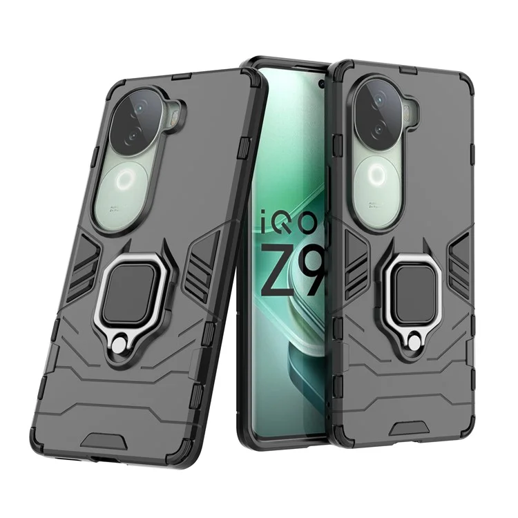 Для Vivo Iqoo Z9s 5G Case PC+TPU Protective Phone Cope с Кольцевой Подставкой - Черный